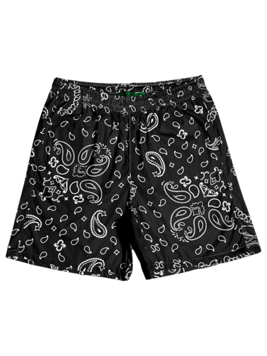 Garment Workshop Cotton Bandana Paisley Summer Shorts Chaos Black