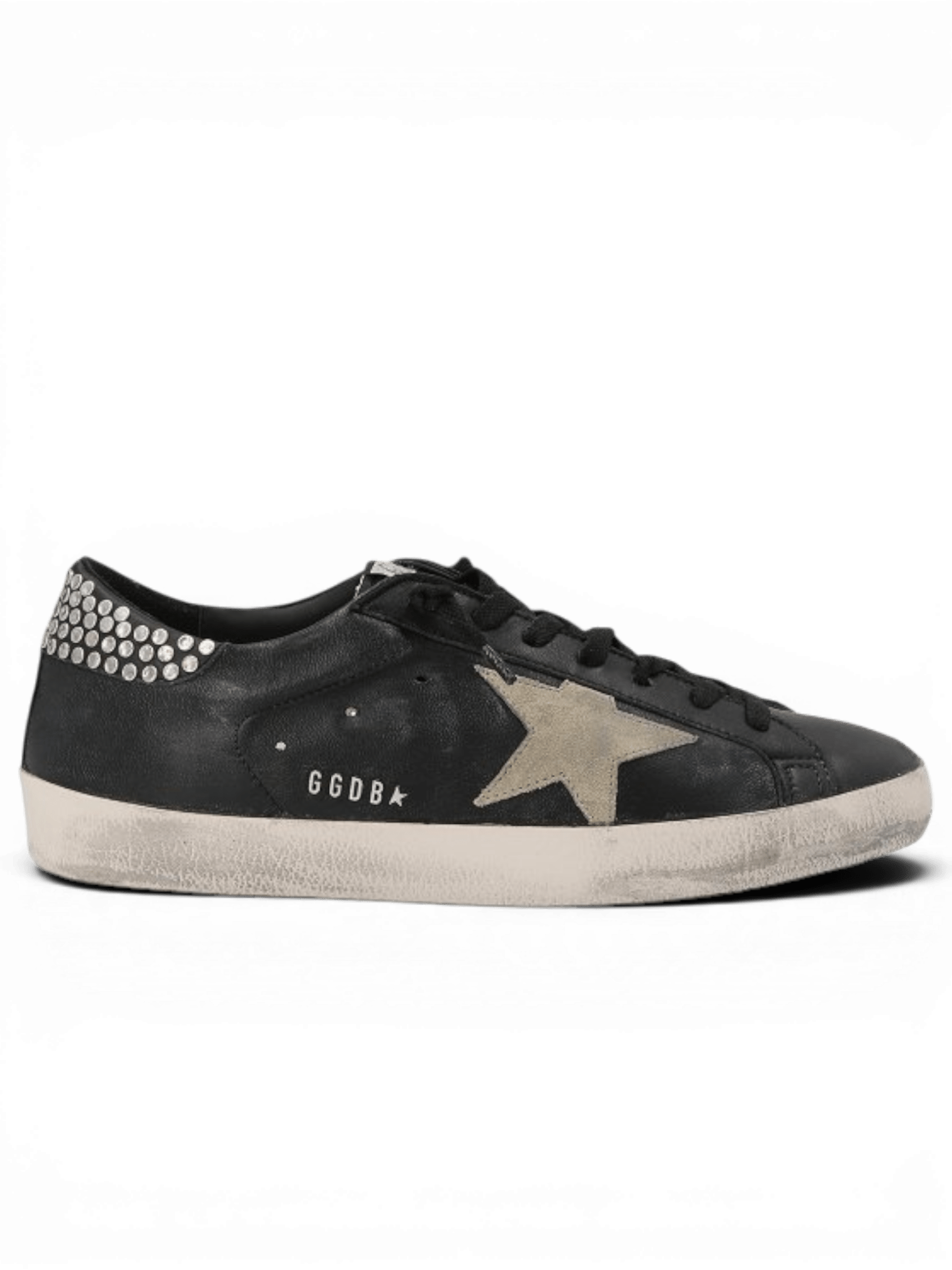 Golden Goose Sneakers superstar black with metal studs metal lettering