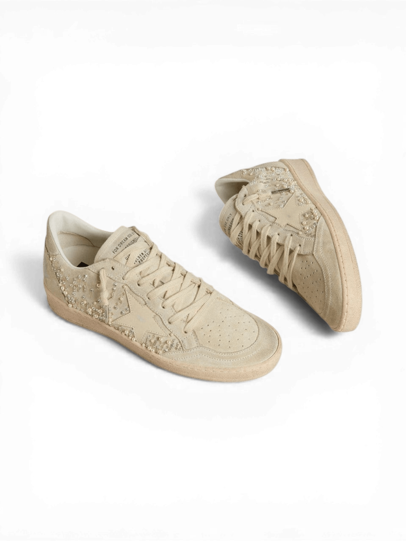 Golden Goose Ball Star In Suede With Swarovski Crystals And Pearls And Leather Star