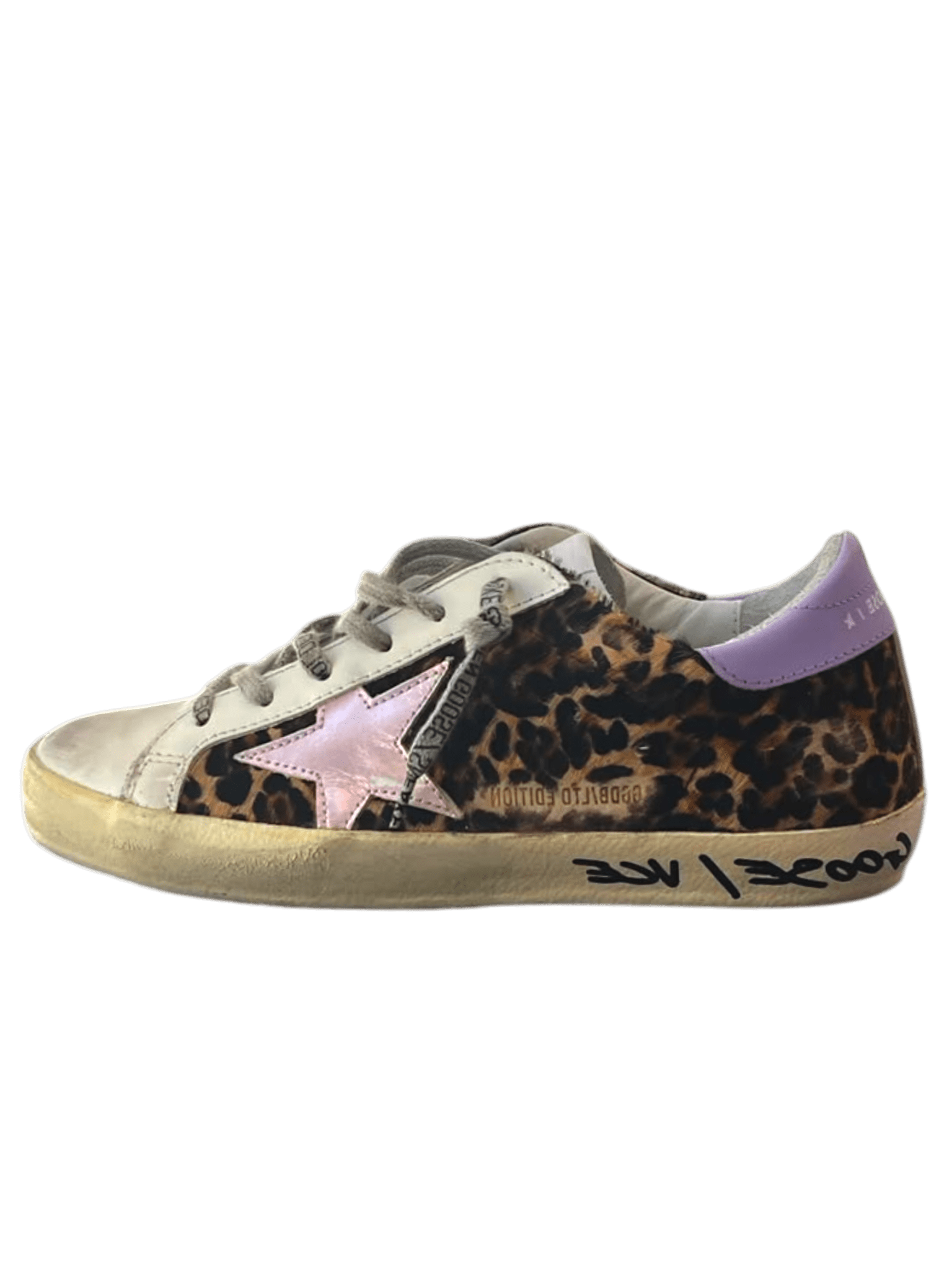 Golden Goose Super-Star Toe And Heel Leopard Horsy Laminated Star Signature Foxing