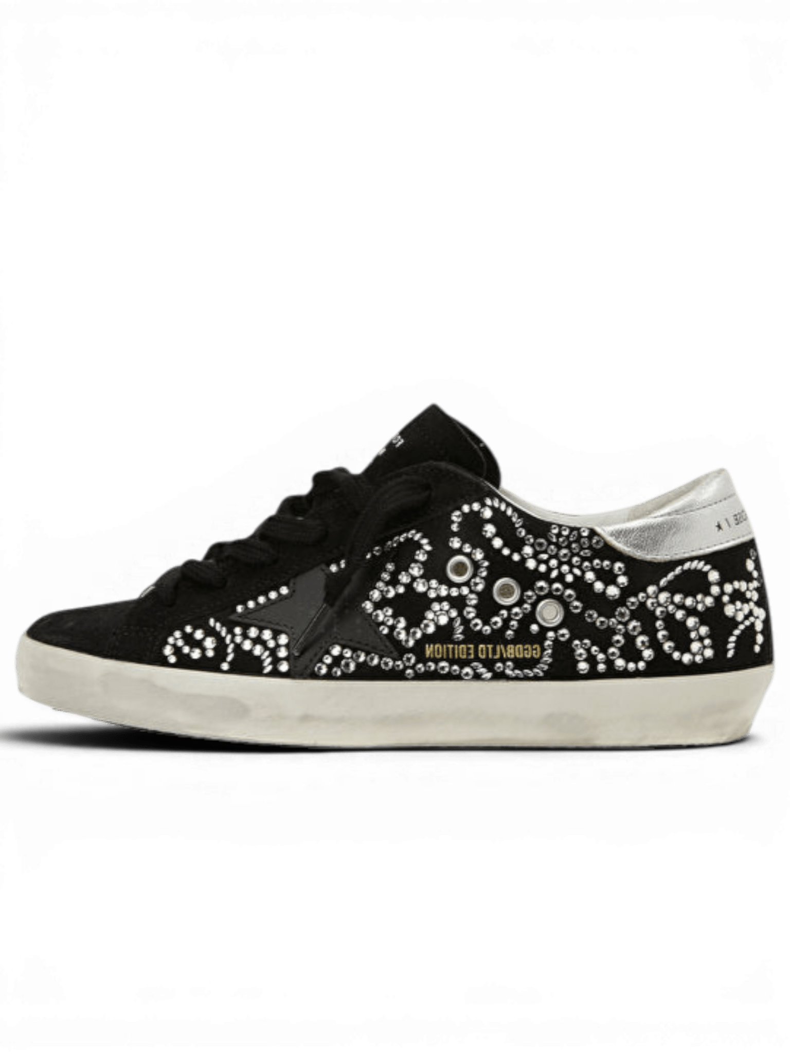Golden Goose LTD Edition Black Silver Women's Leather Sneaker Swarovski