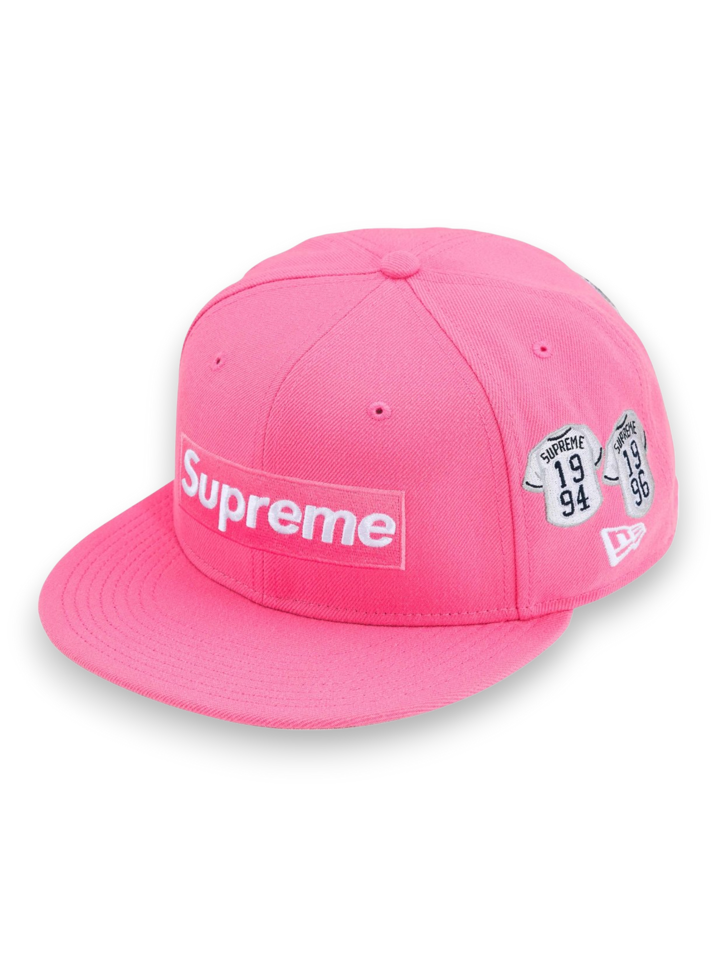 Supreme Jerseys Box Logo New Era Fitted Hat Pink