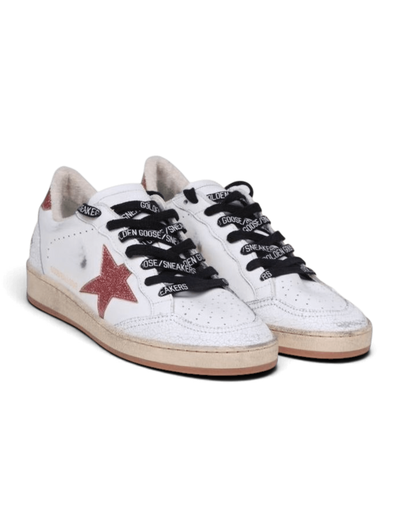 Golden Goose Ball Star Leather Upper Crack leather Toe and Spur Glitter Star And Hell Pink