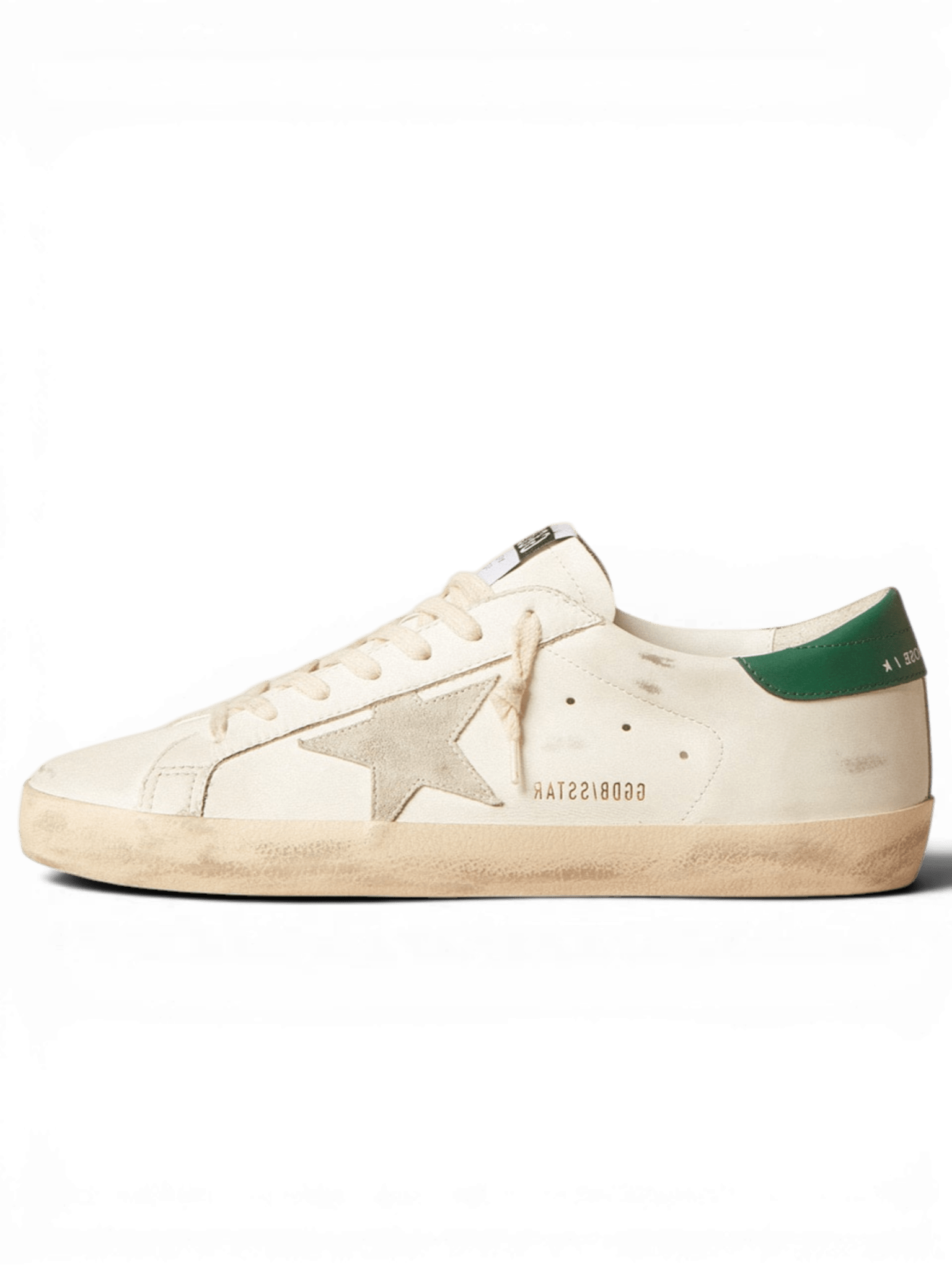 Golden Goose Super-Star White With Green Heel