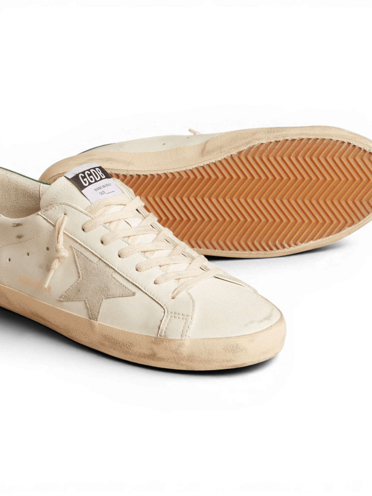 Golden Goose Super-Star White With Green Heel