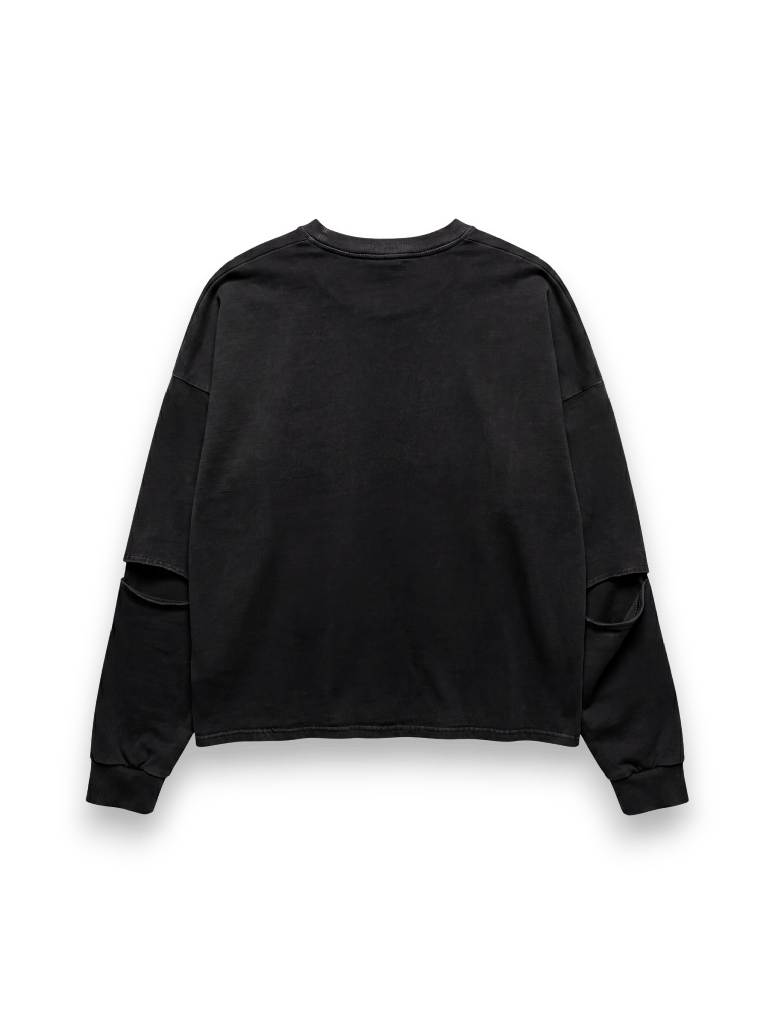 STAY HUMAN ON EARTH STONE WASH LONG SLEEVE RELAXED FIT BLACK