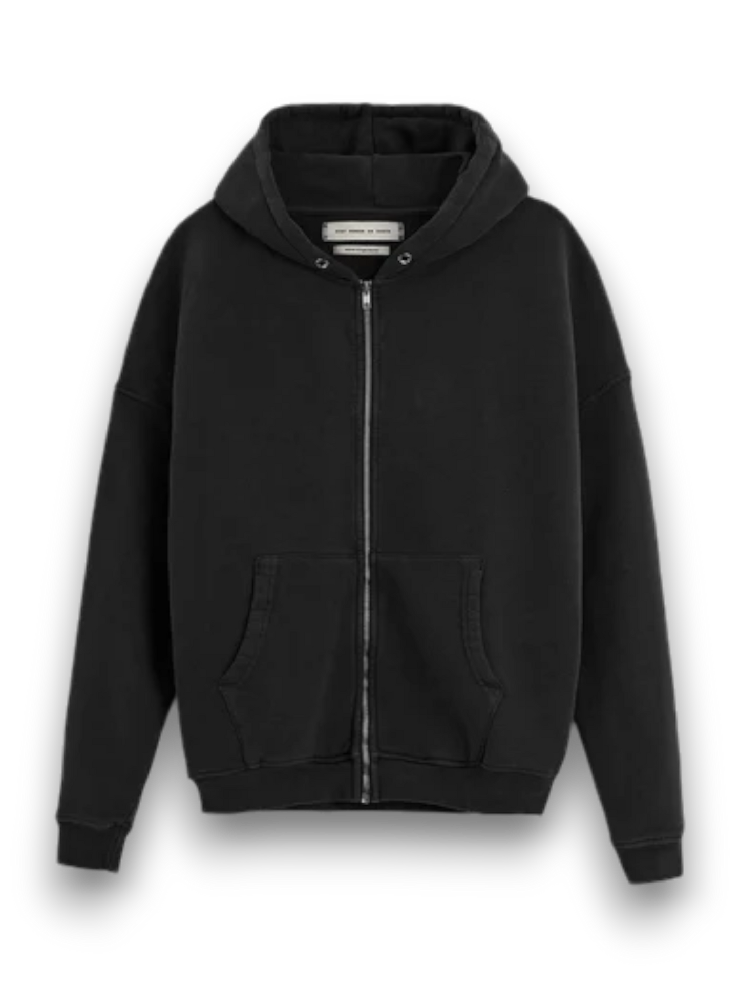 STAY HUMAN RIPPED RELAXED ZIPPED HOODIE BLACK WASHED