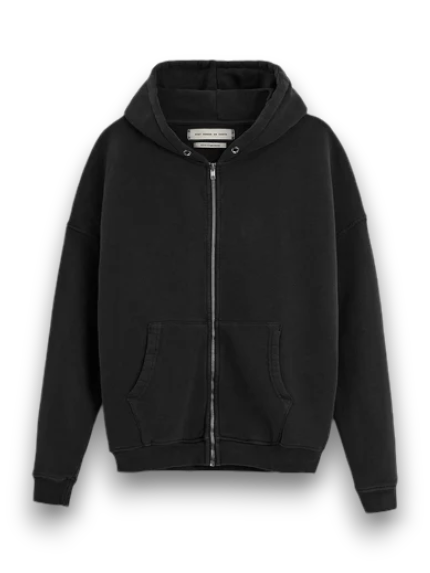 STAY HUMAN RIPPED RELAXED ZIPPED HOODIE BLACK WASHED