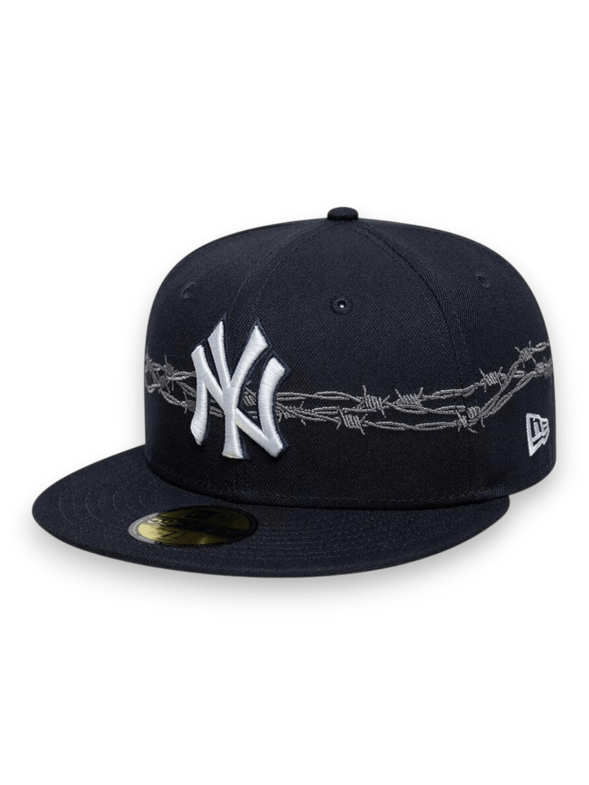 New Era Flat Brim 59FIFTY Icon New York Yankees MLB Navy Blue Fitted Cap