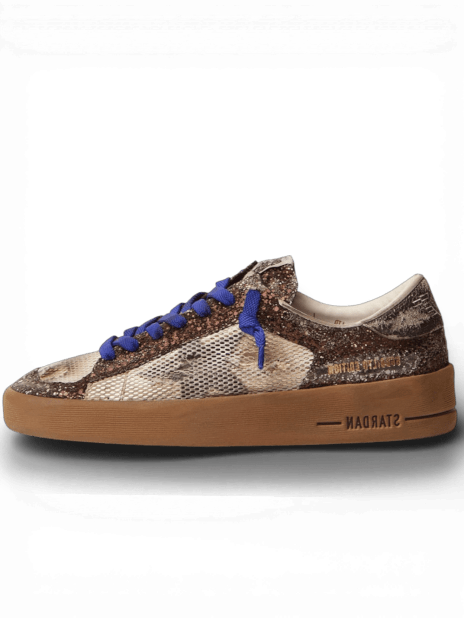 Golden Goose Men’s Stardan LAB Sneakers With Brown Glitter Upper And Black Star