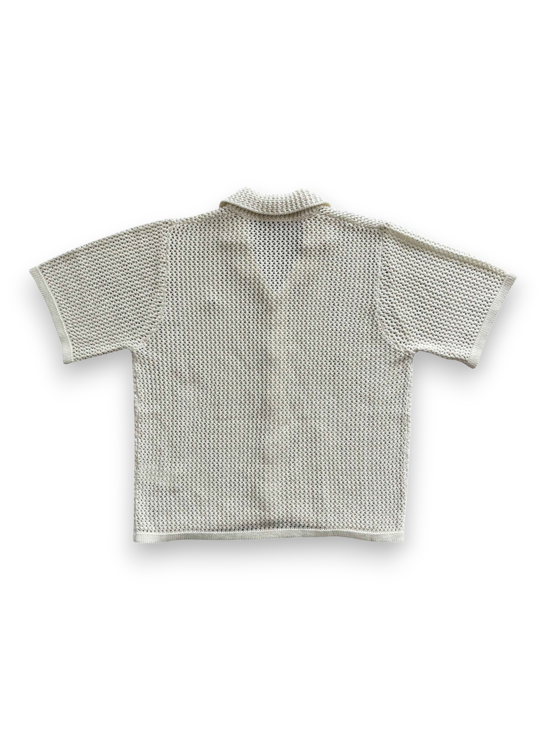 Garment Workshop Knitted Crochet Short Sleeve Shirt Heavy Cream