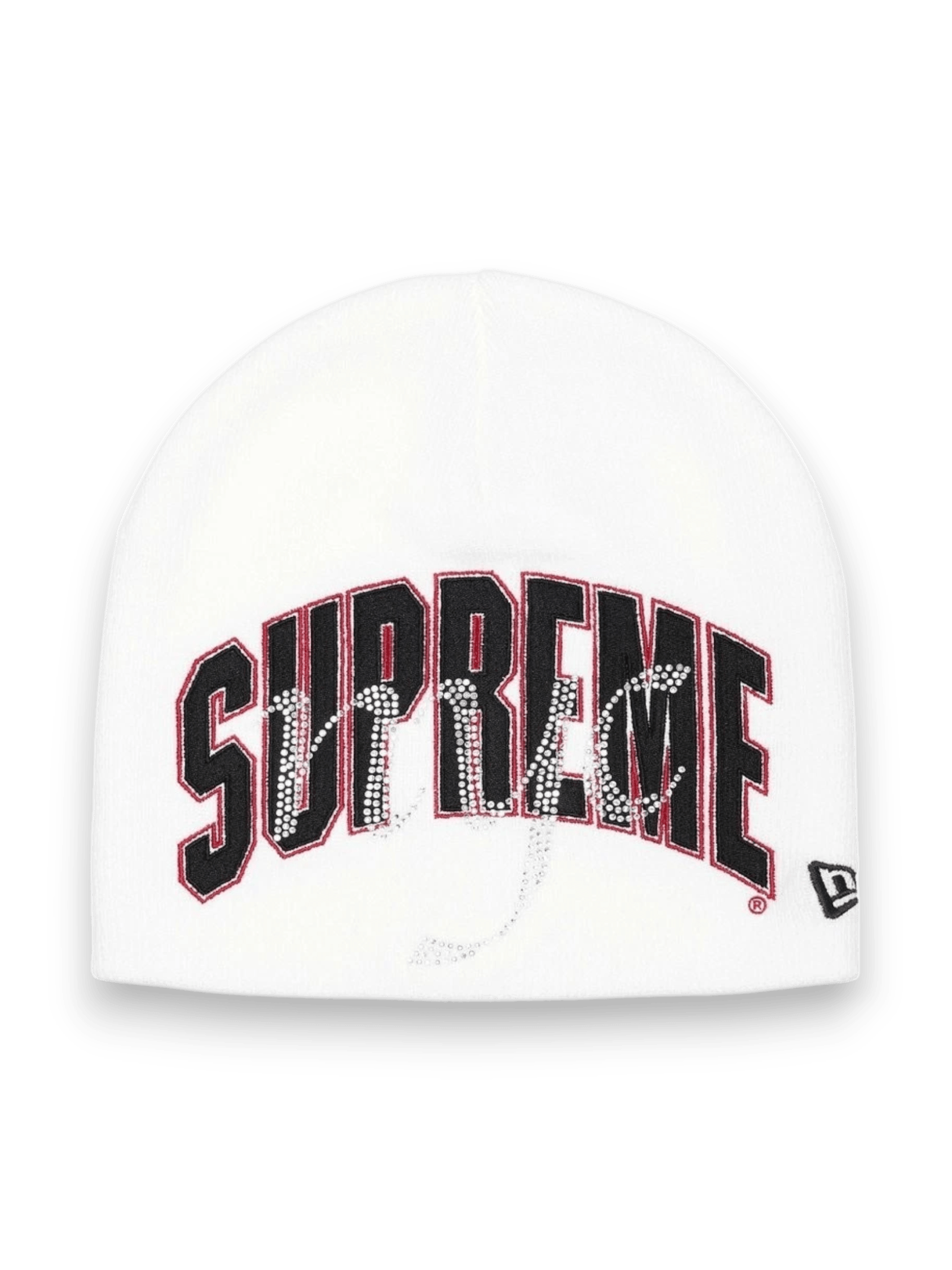Supreme New Era Rhinestone Beanie White