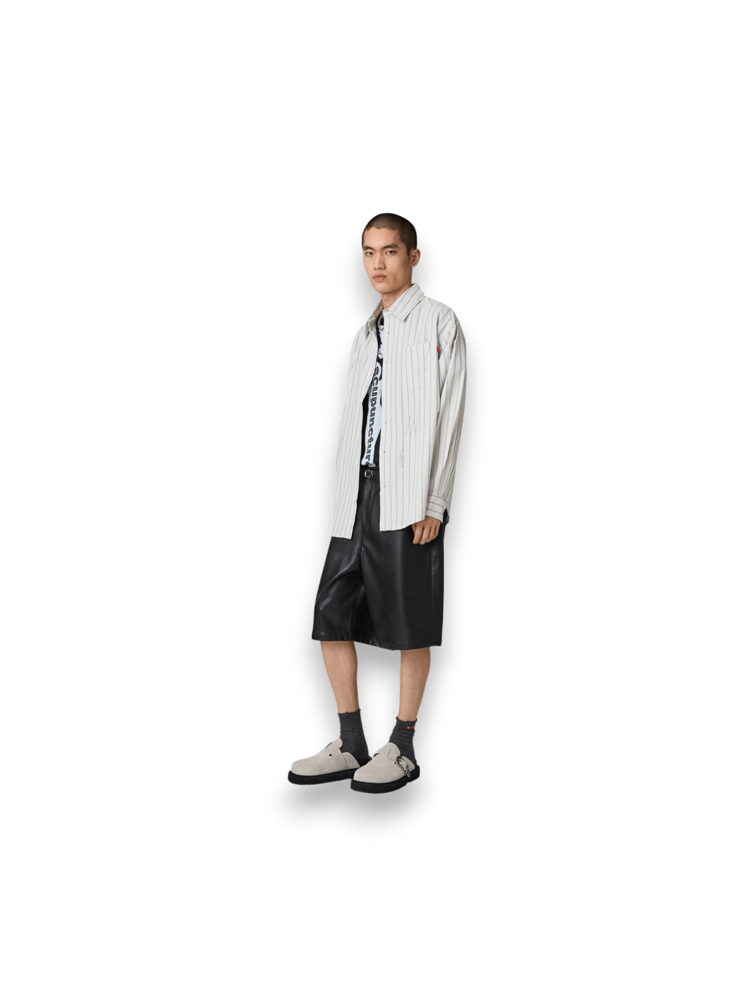 Acupuncture  BROKEN STRIPES SHIRT EGG WHITE BLUE