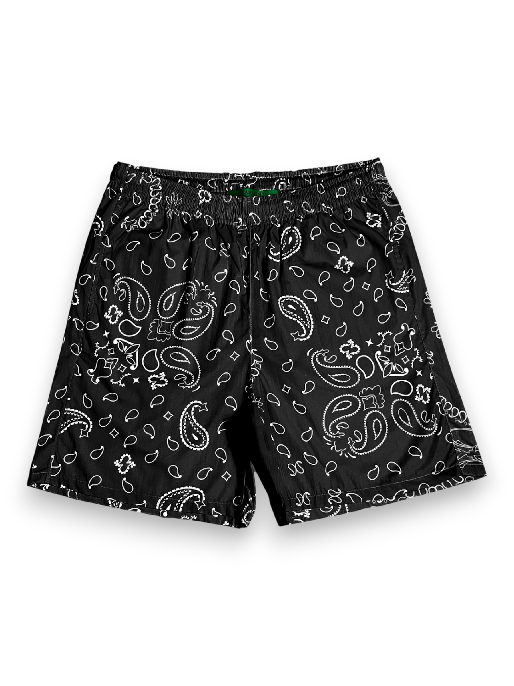 Garment Workshop Cotton Bandana Paisley Summer Shorts Chaos Black