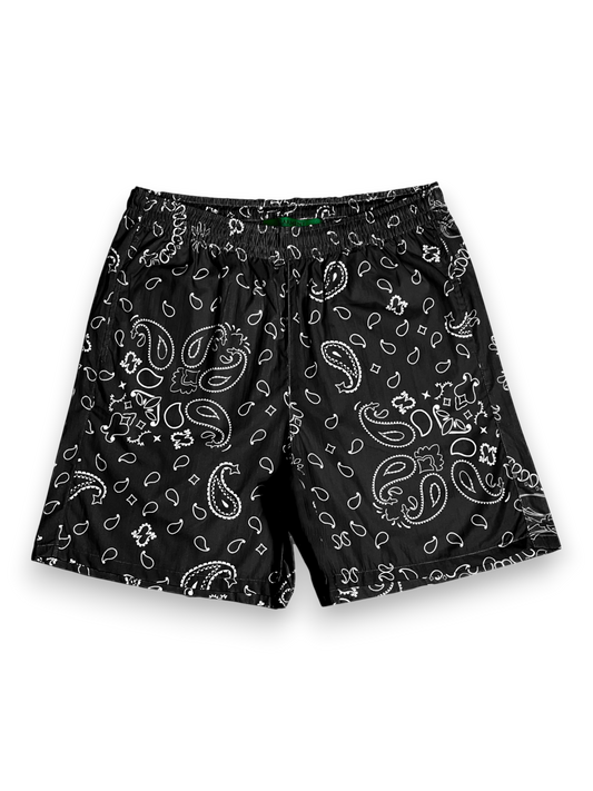 Garment Workshop Cotton Bandana Paisley Summer Shorts Chaos Black