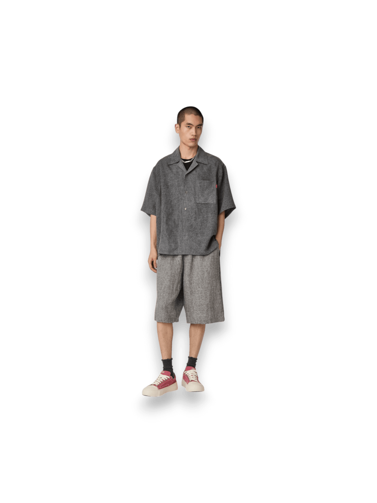 Acupuncture Cracked Shirt S/S Marble Grey