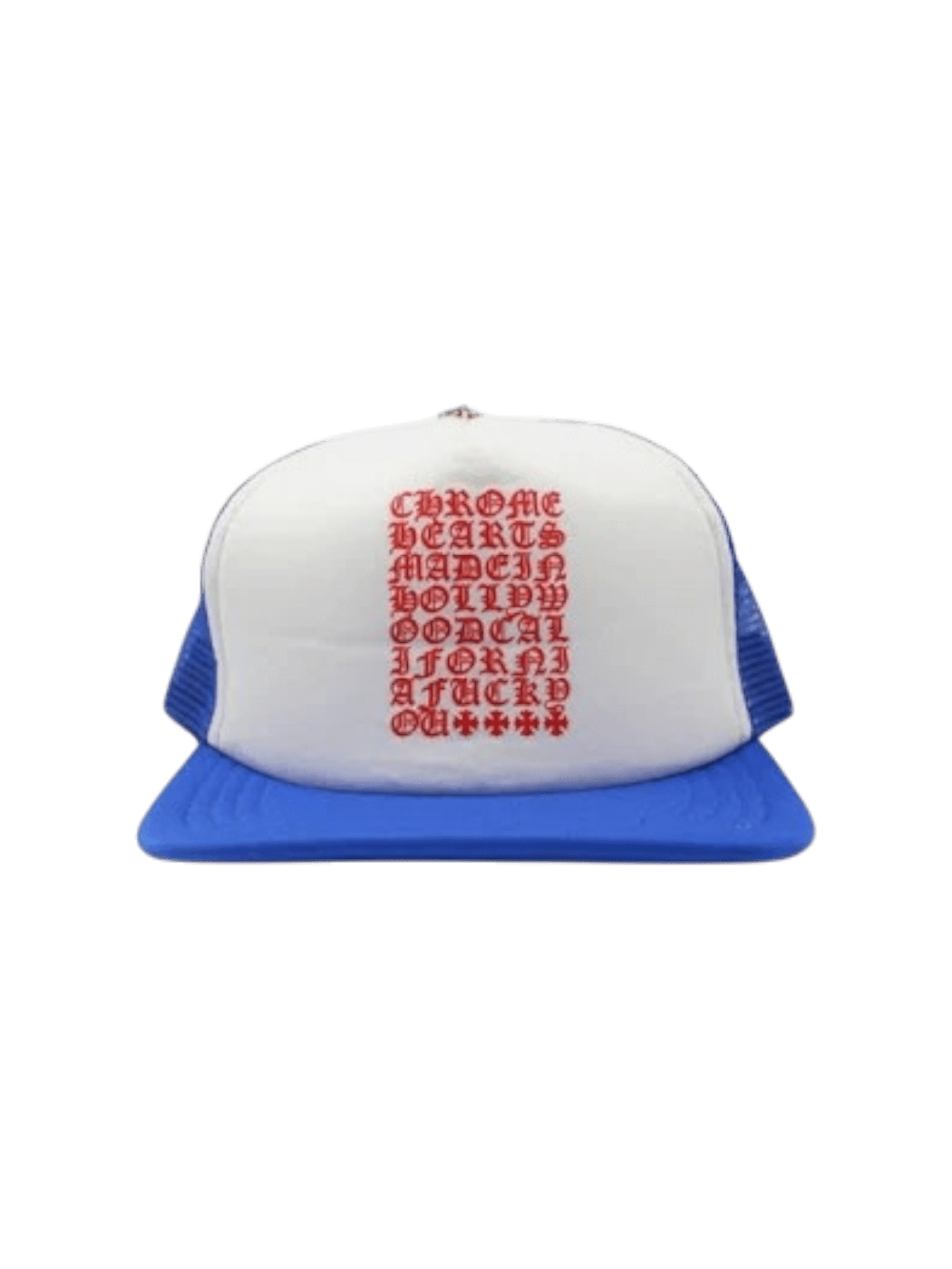 Chrome Hearts Eyechart Trucker Hat Blue/White/Red