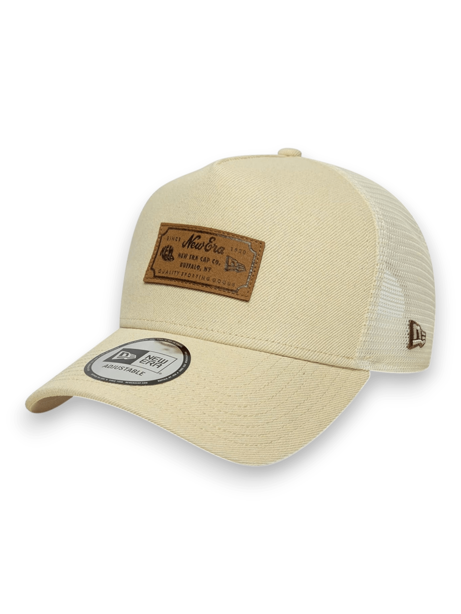 New Era Cap 9FORTY A-Frame Trucker New Era Leather Patch Beige