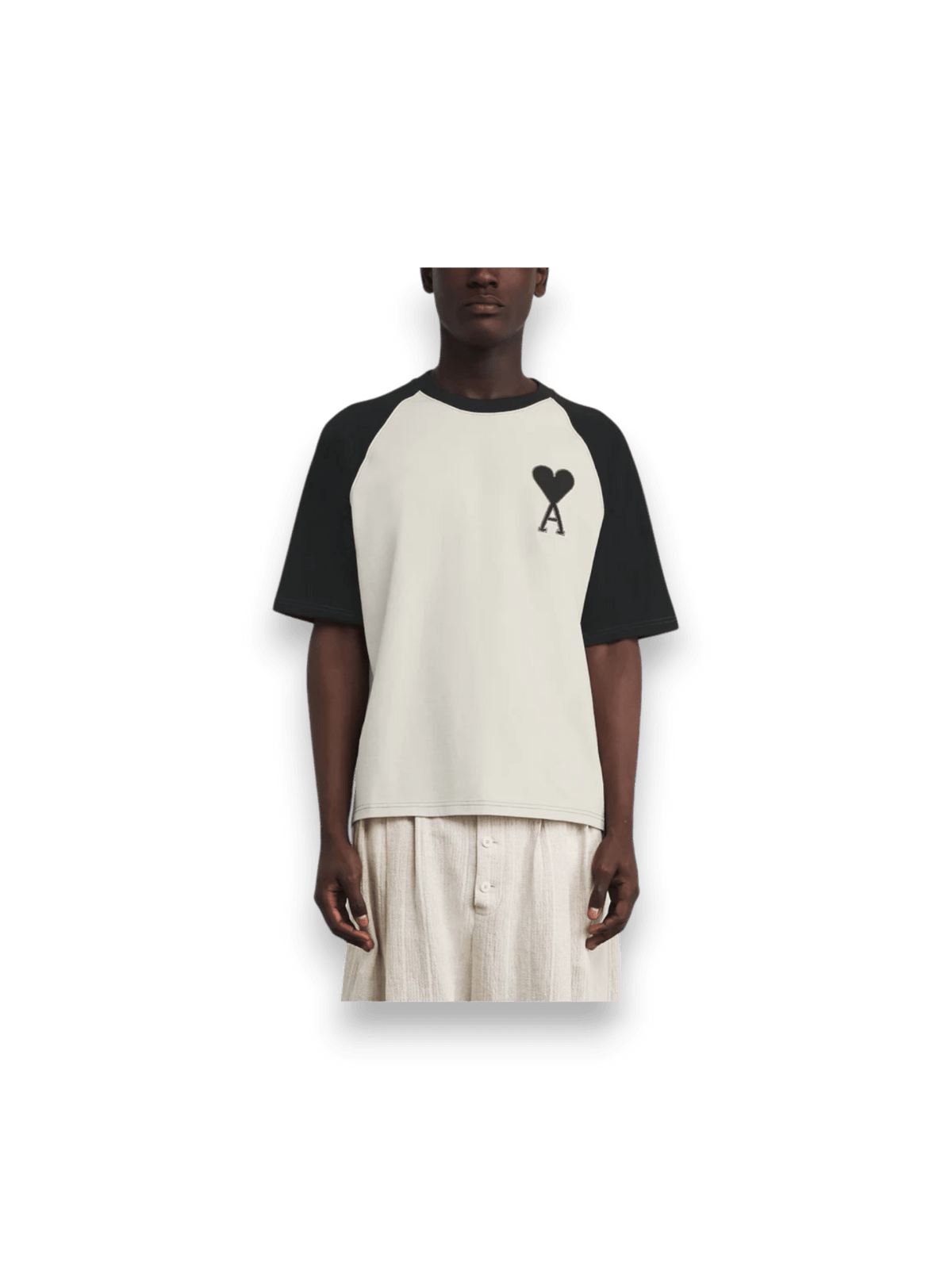 Ami Paris Embroidered Logo De Coeur Boxy Fit TwoTone White Black T-shirt