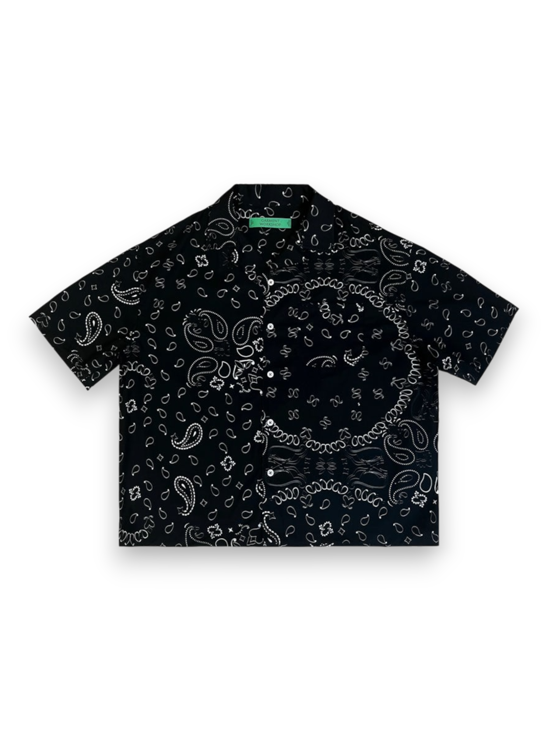 Garment Workshop Cotton Bandana Paisley Summer Shirt Chaos Black