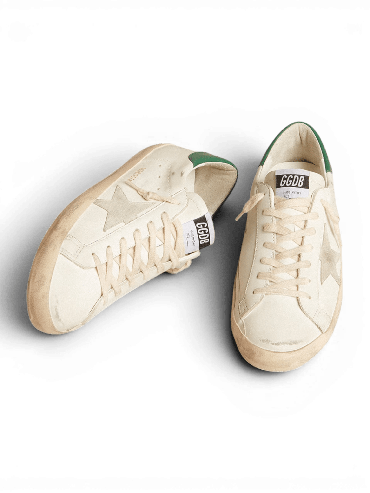 Golden Goose Super-Star White With Green Heel