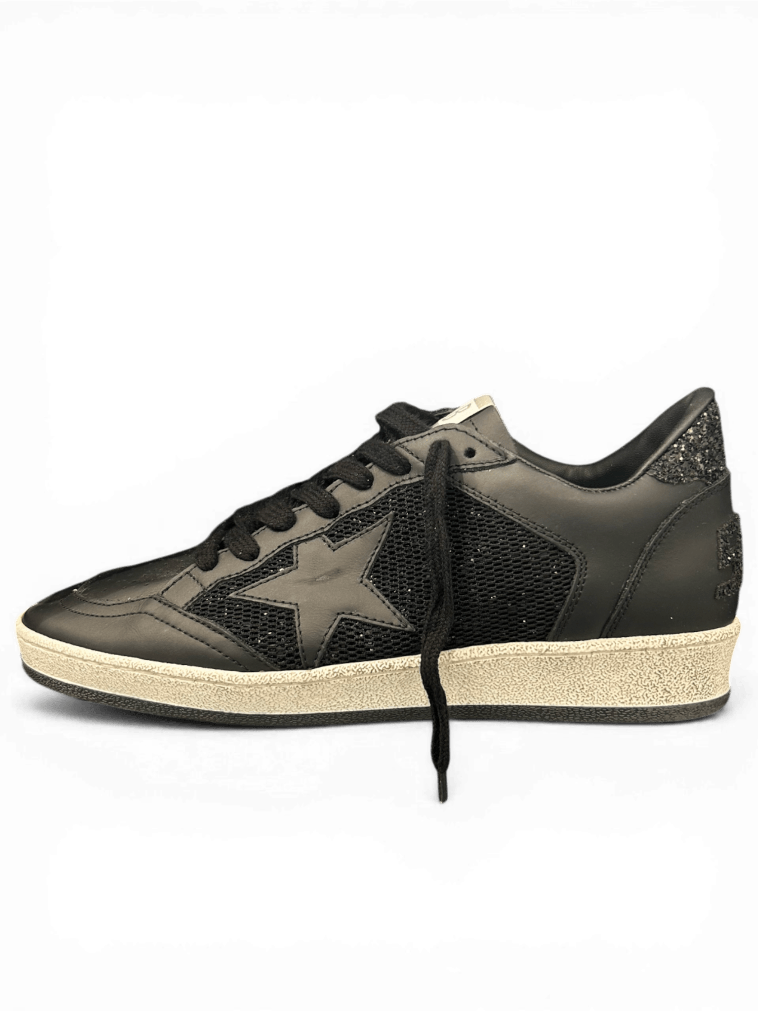 Golden Goose Ball-Star Glitter Heel Black