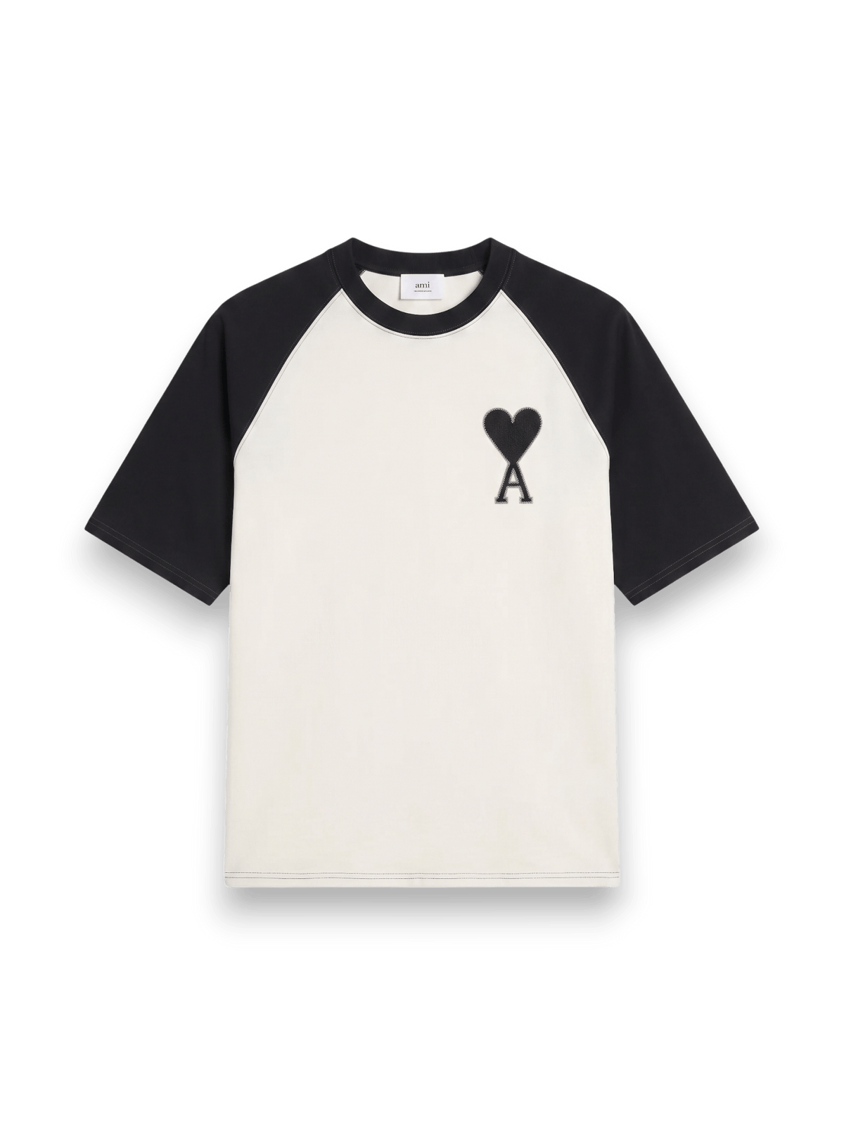 Ami Paris Embroidered Logo De Coeur Boxy Fit TwoTone White Black T-shirt