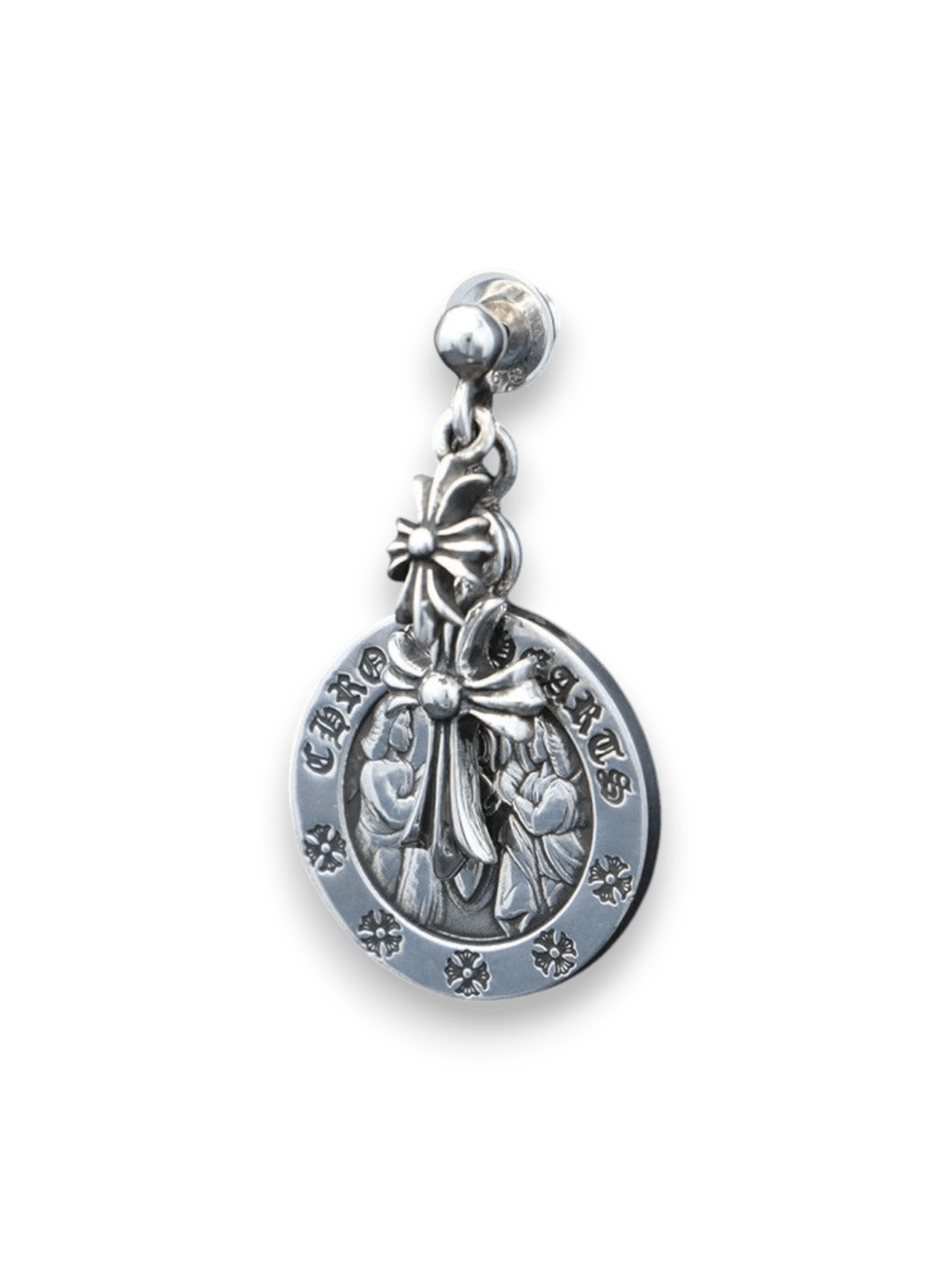 Chrome Hearts Angel Medal Baby Fat Cross Earring