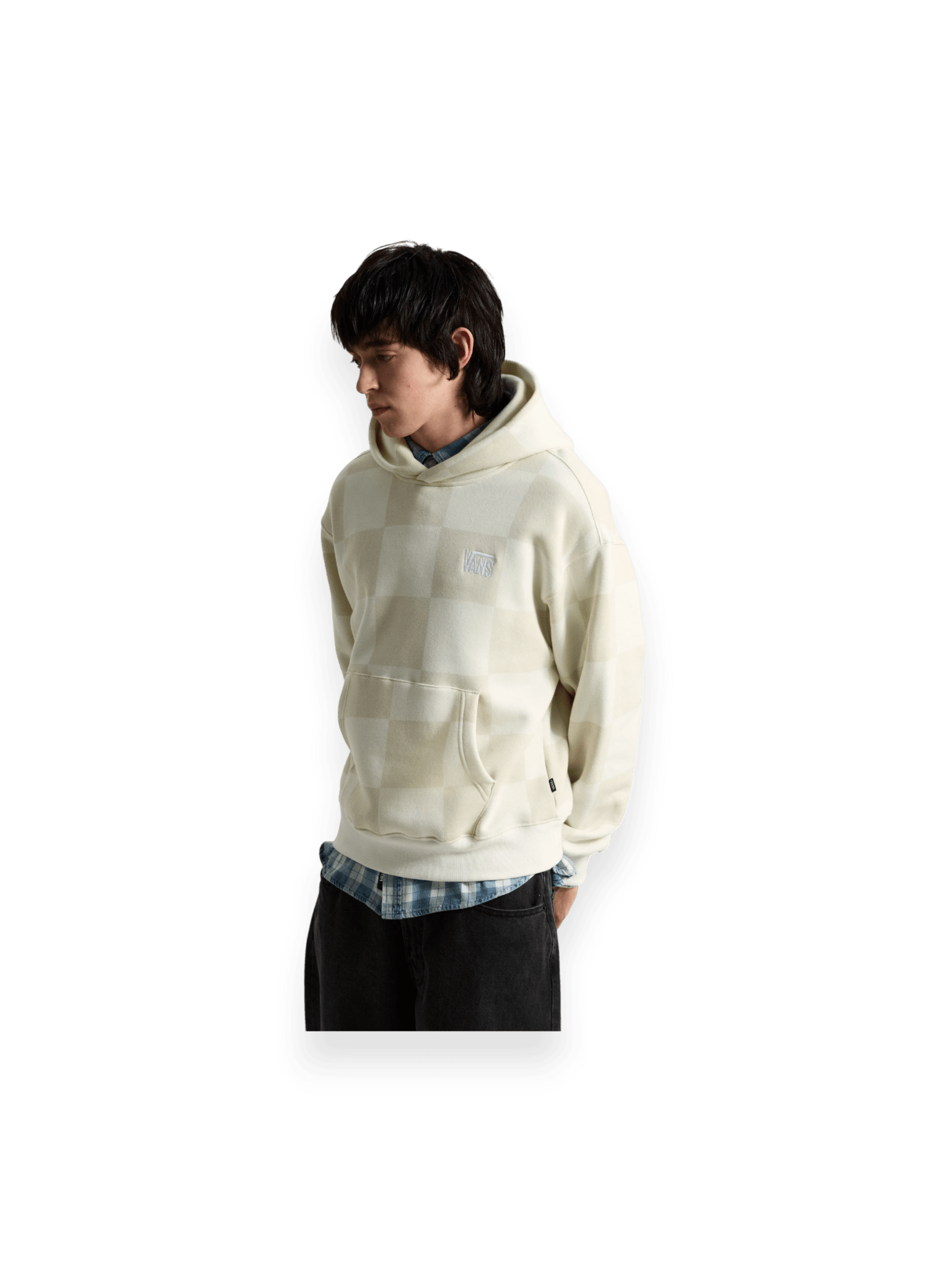 Vans Tonal Check Stretch Logo Pullover White\cream