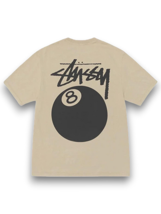 stussy 8 ball poll pigment dyed tee khaki