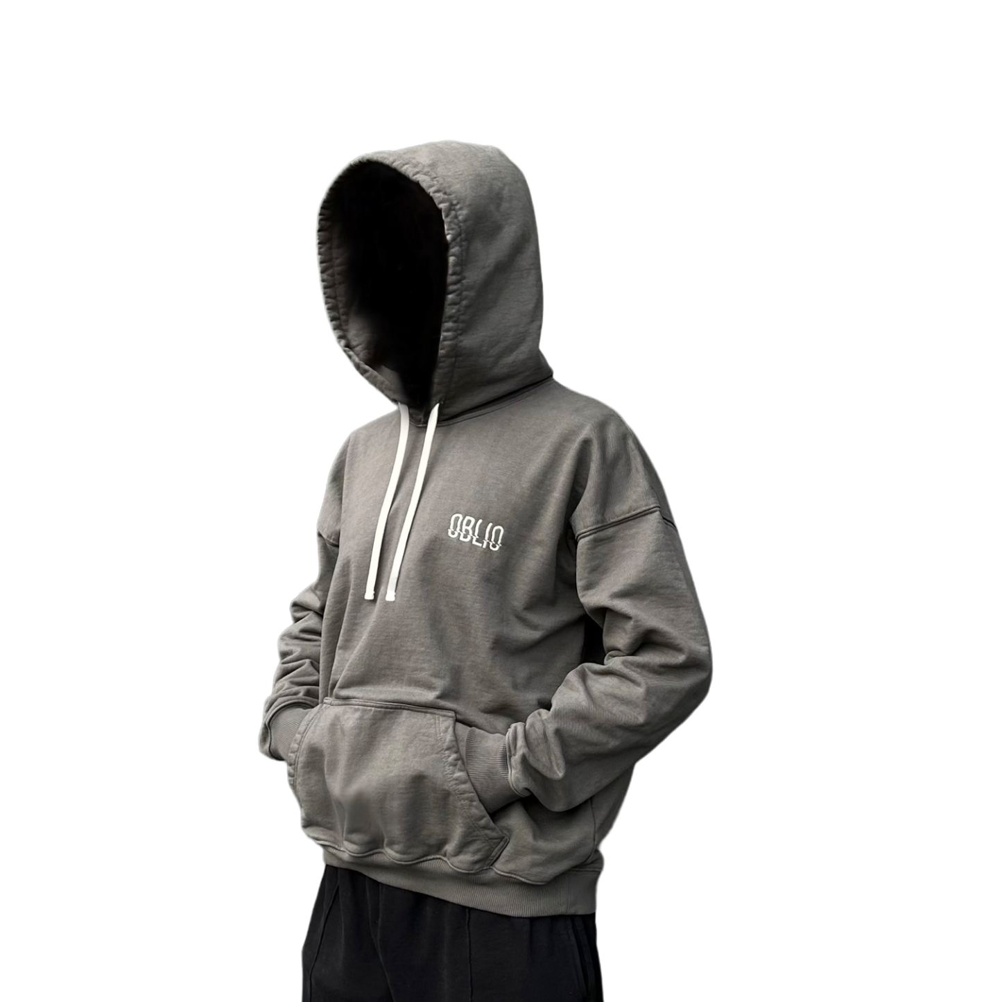 OBLIO SOCIETY Slate Hand Washed 3d Embroidery Hoodie